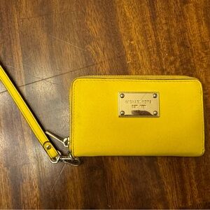 Michael Kors Sunburst Yellow Wallet with strap wristlet